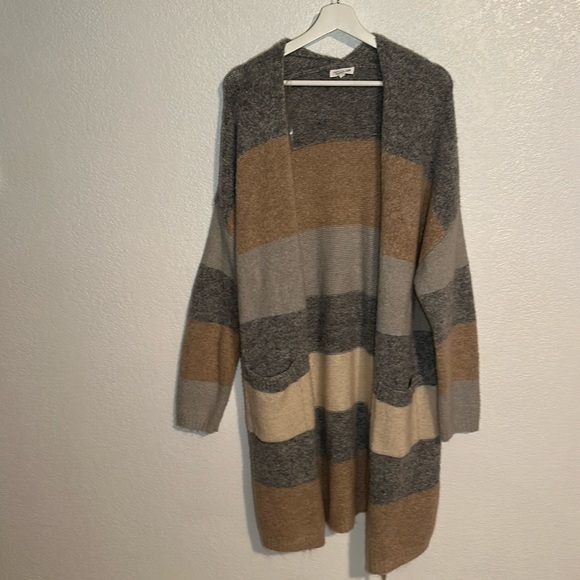 Chic Soul Sweaters - Chic Soul Multi Color Stripe Long Line Cardigan Size XL